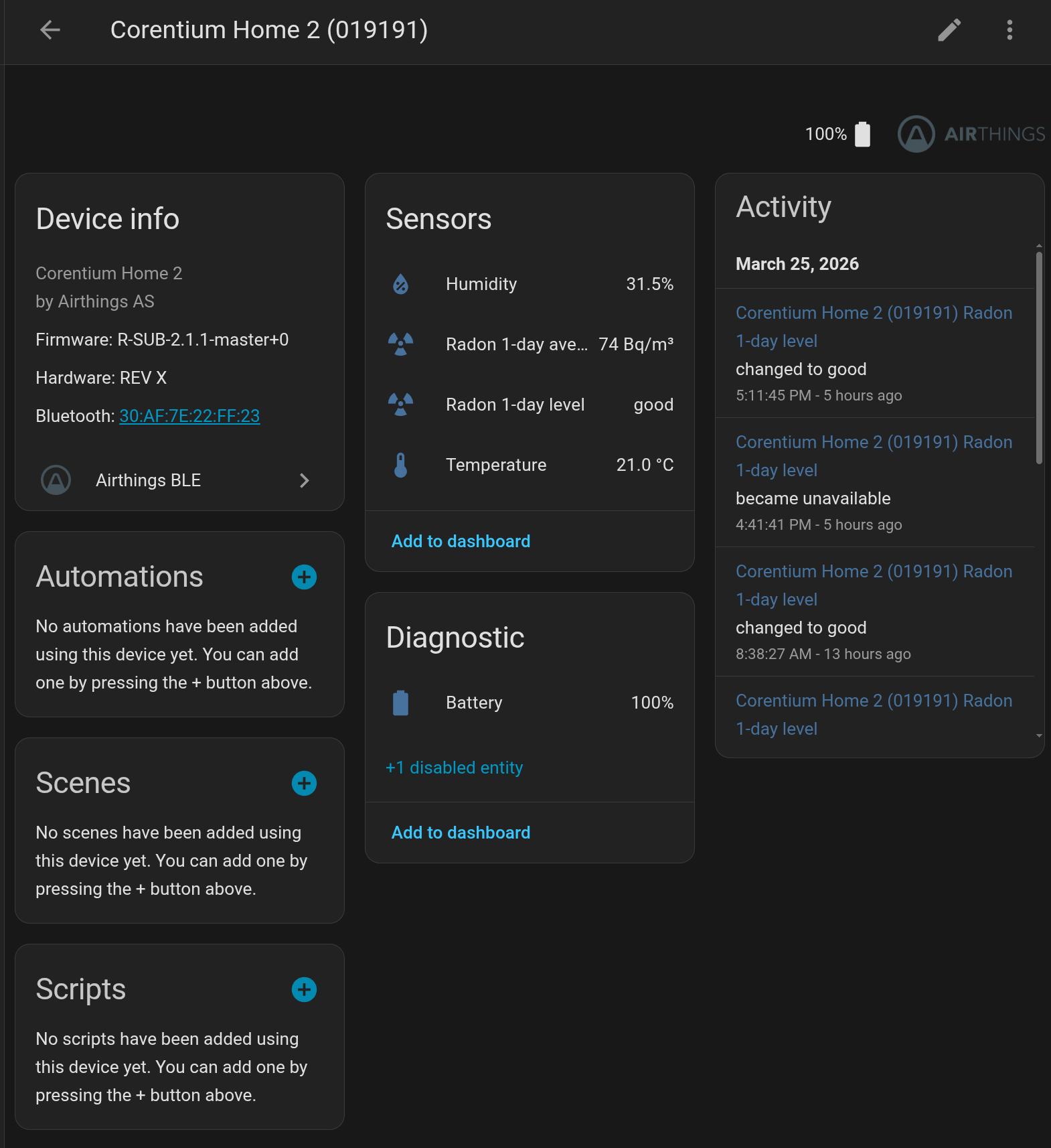 Home Assistant Airthings Integration